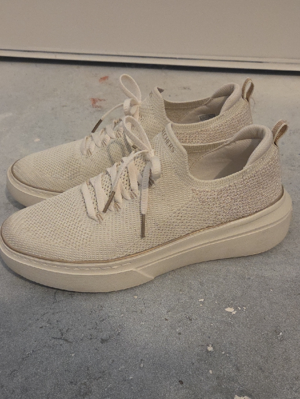 Skechers Knit Lace-Up Platform Sneakers Size 9.5